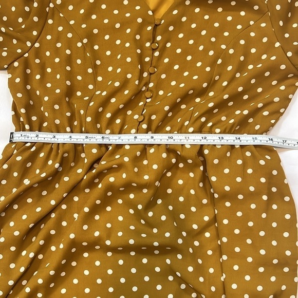 Mustard Polka Dot Flowy Accent Nursing Dress - Picture 9 of 10
